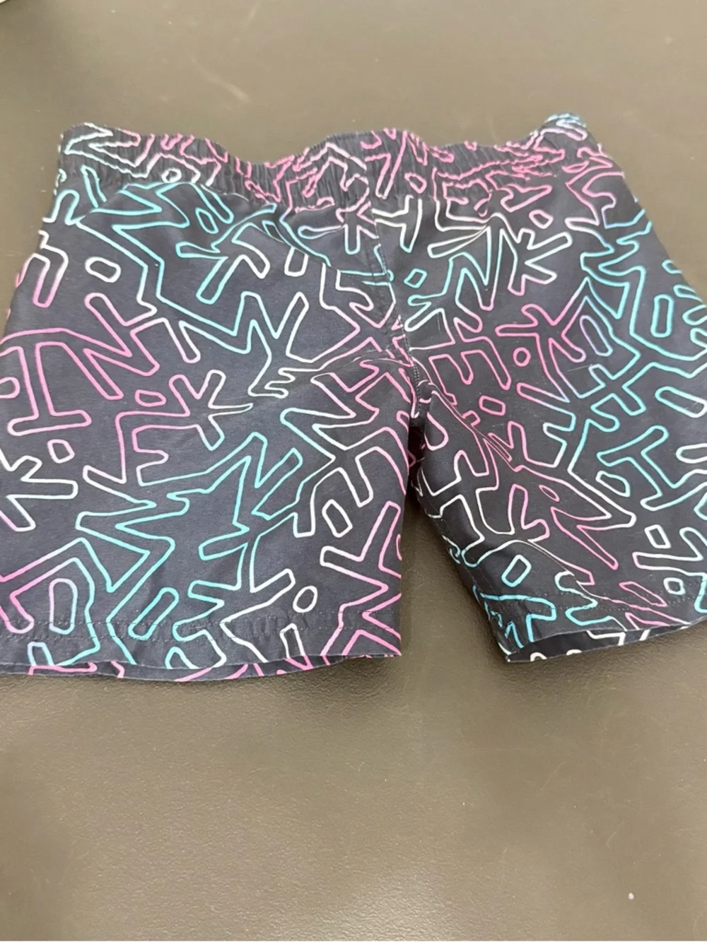 Nike Boys Swim Trunks Black Neon Print Shorts Size 4